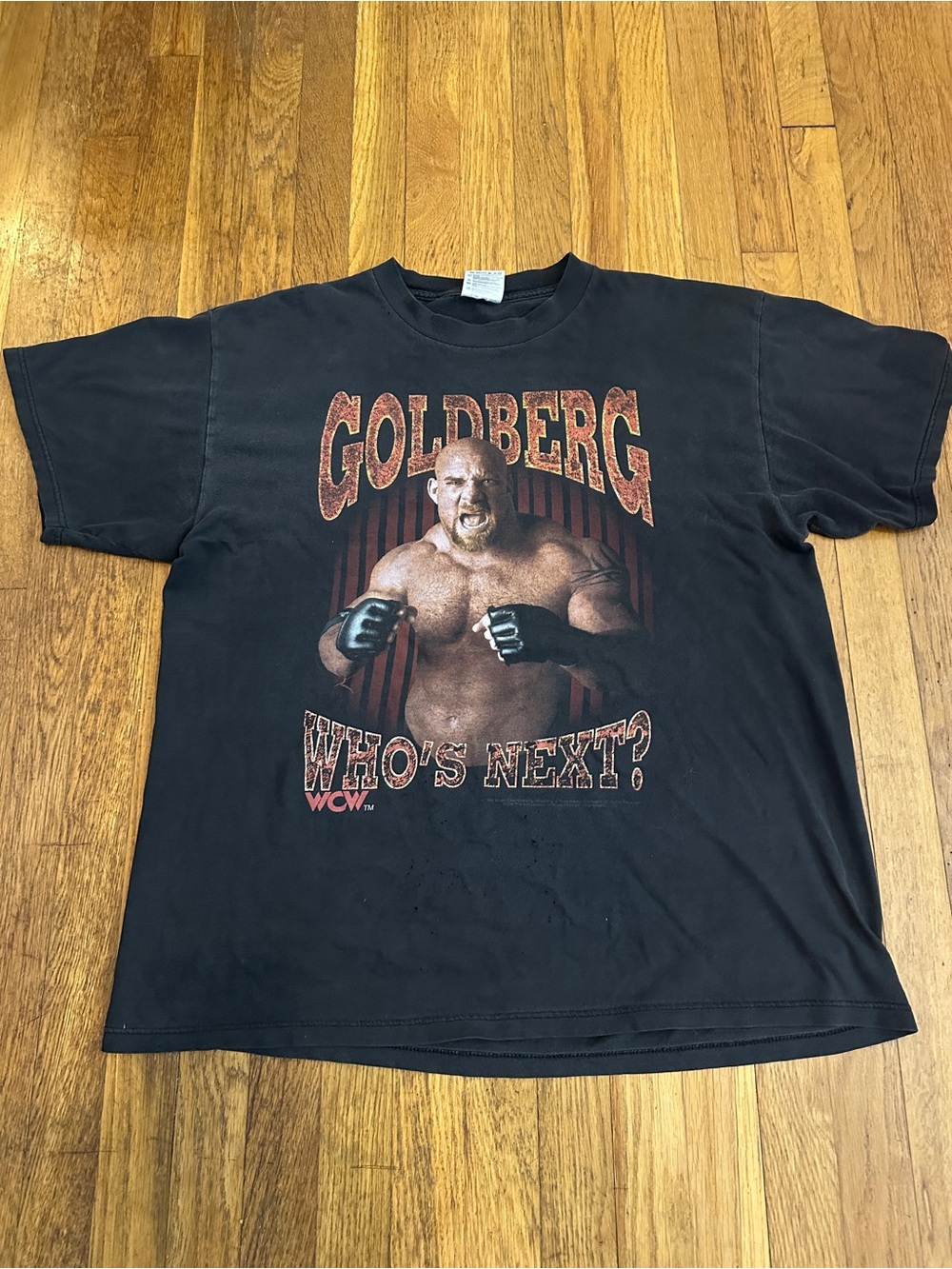 Tultex Black Goldberg "Who's Next?" Graphic Tee with Red Accents